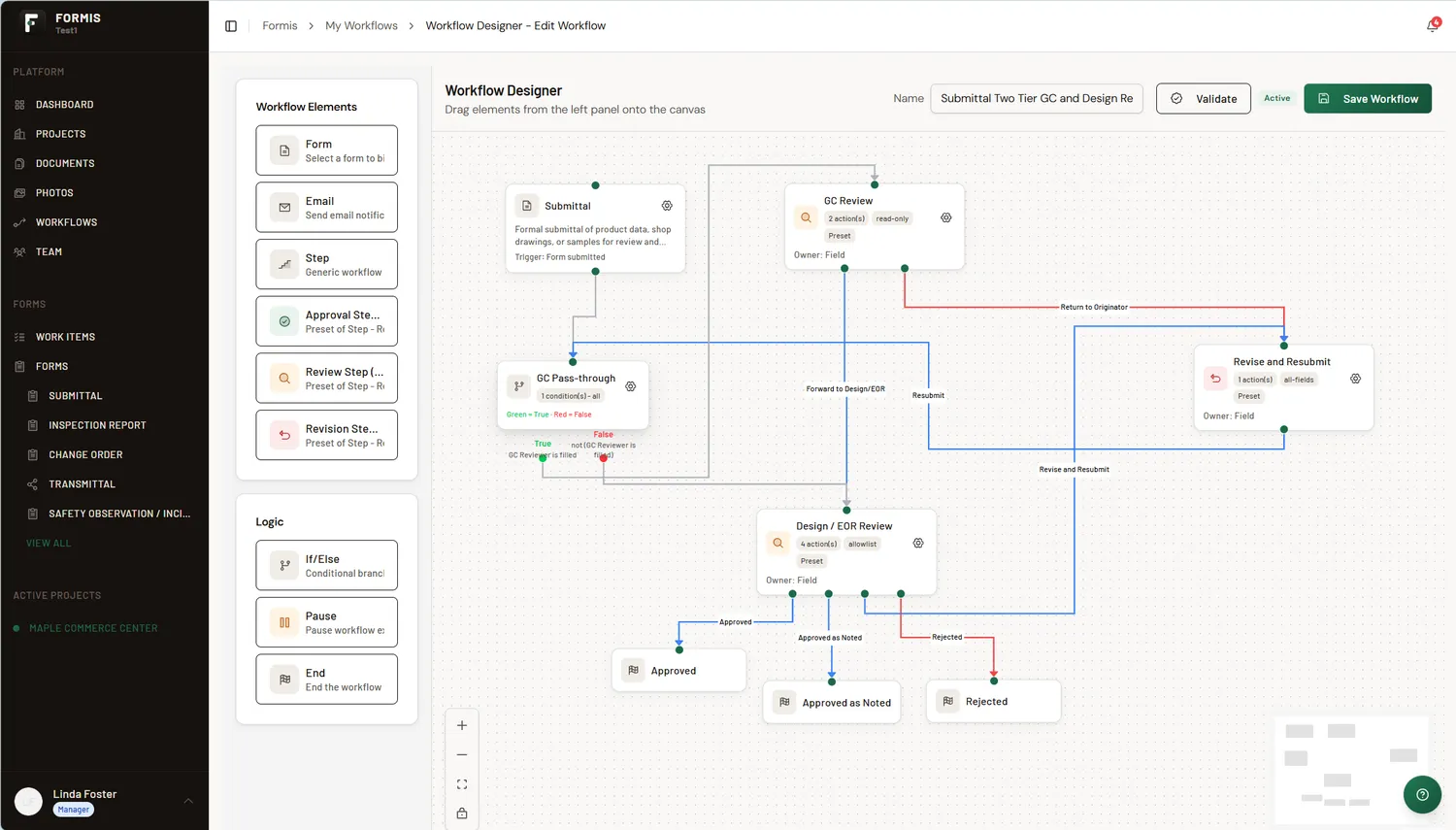 Formis workflow designer